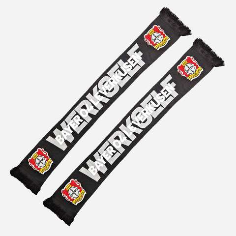 Scarf Werkself Bayer 04 from Bayer 04. size: approx. 150 x 19 cm. Material: 95 % polyacrylic, 5 % elastane. Colour: black. Ideal for cold days and as a fan item.