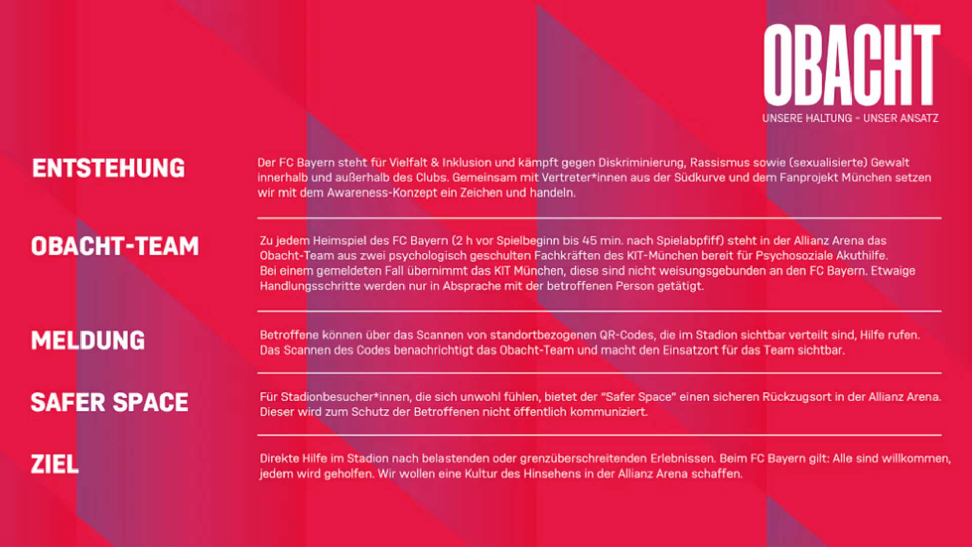 Grafik Obacht-Konzept des FC Bayerns