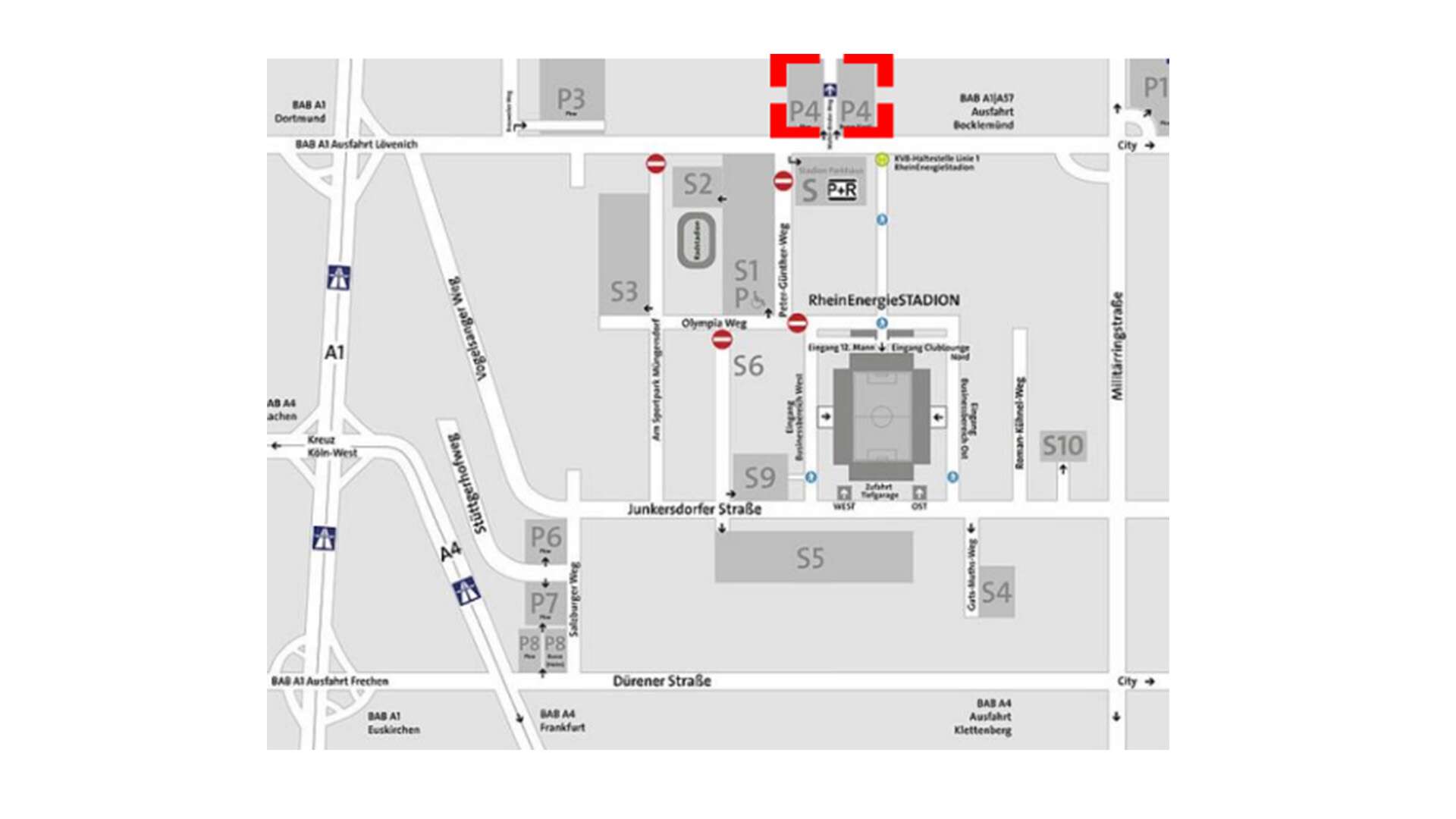 Gästeparkplatz am RheinEnergieSTADION