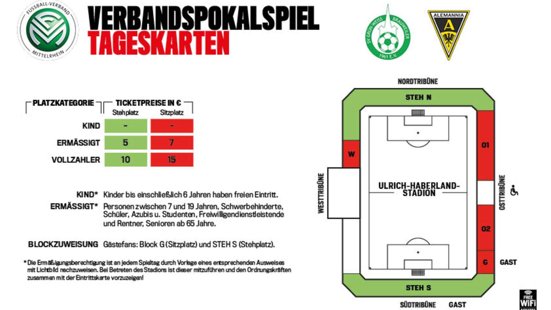 Verbandspokalspiel Tageskarten