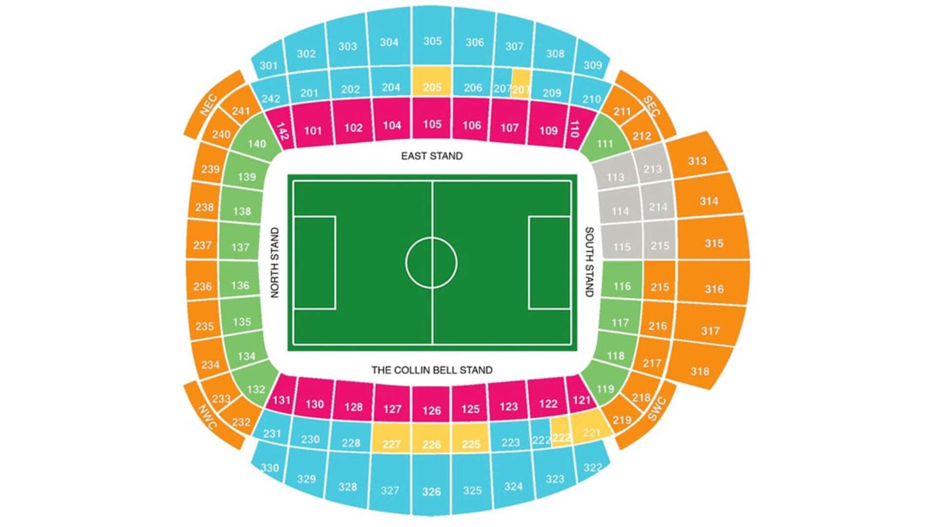 Stadionplan City of Manchester Stadium