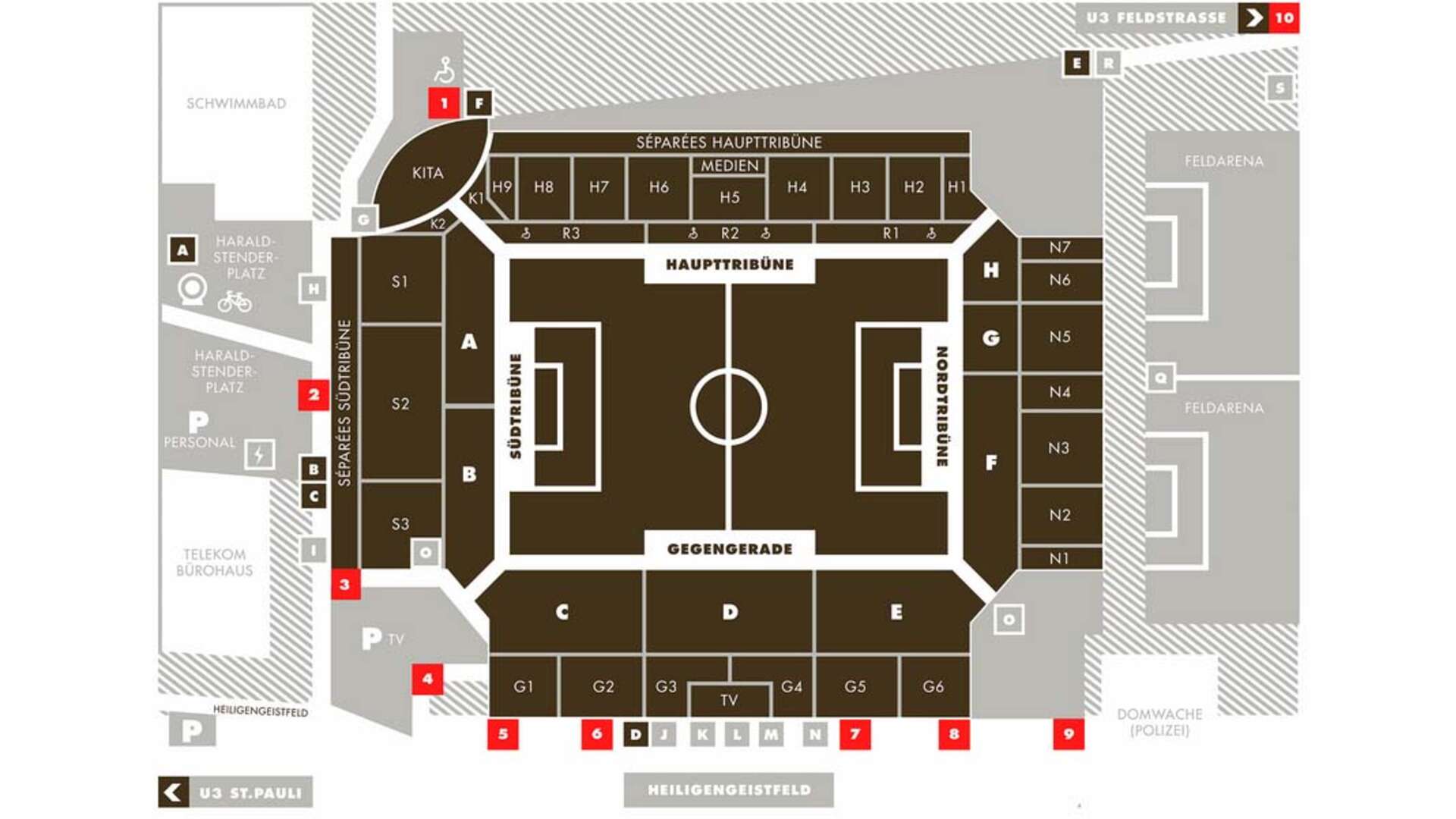 Stadionplan Millerntor-Stadion