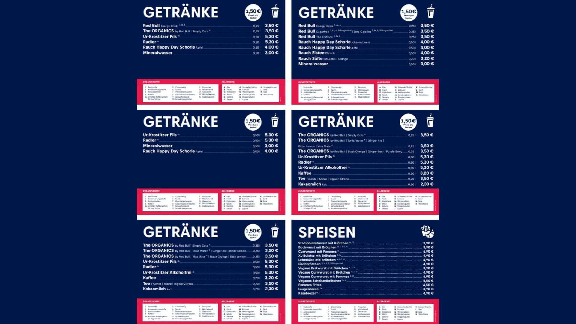 Preisliste Catering Red Bull Arena