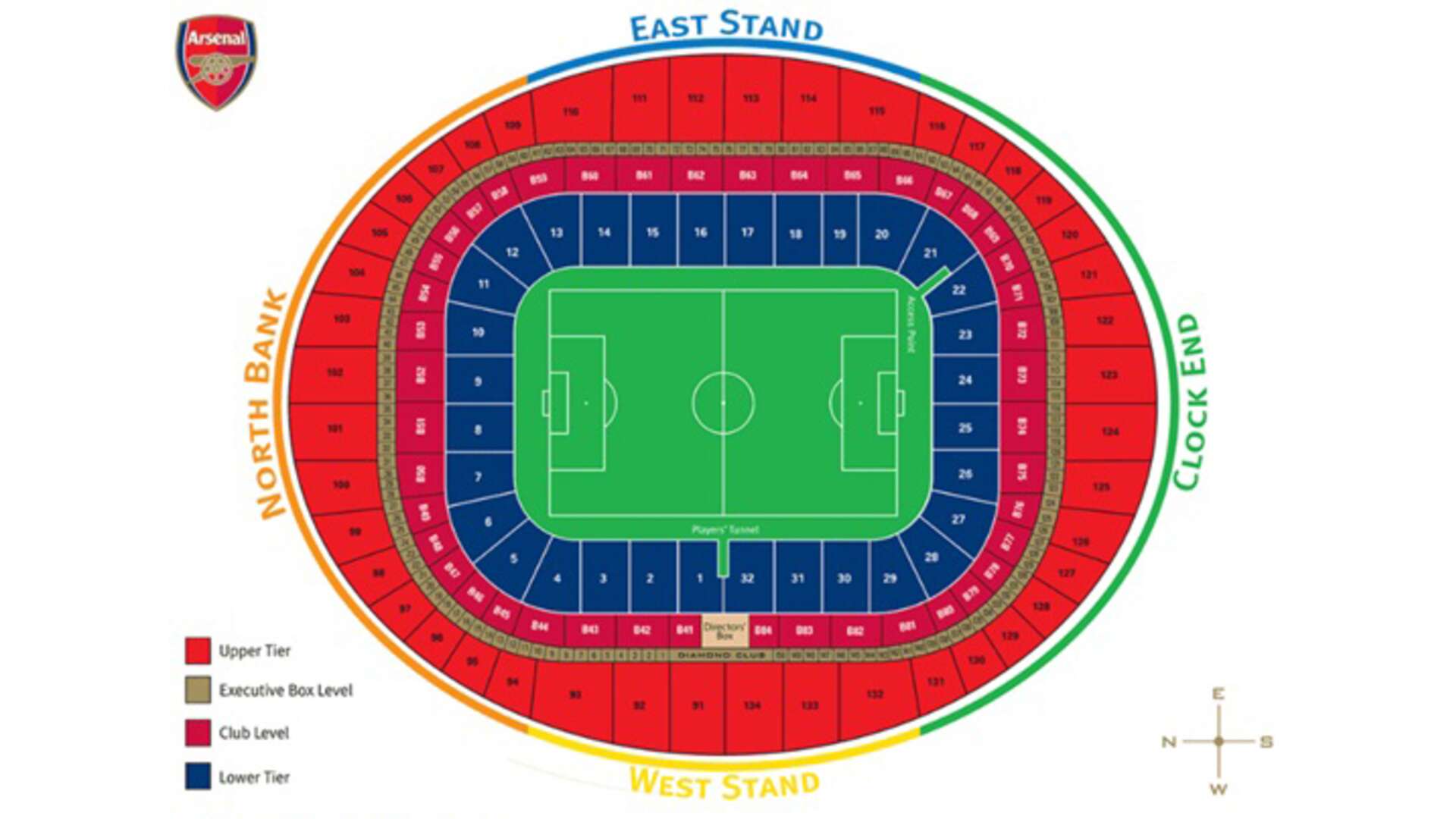 Stadionplan Arsenal Stadium
