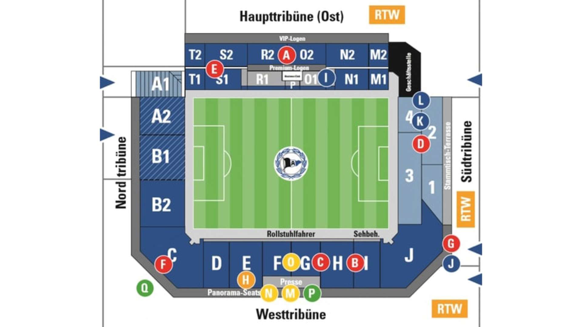 Stadionplan DSC Arminia Bielefeld