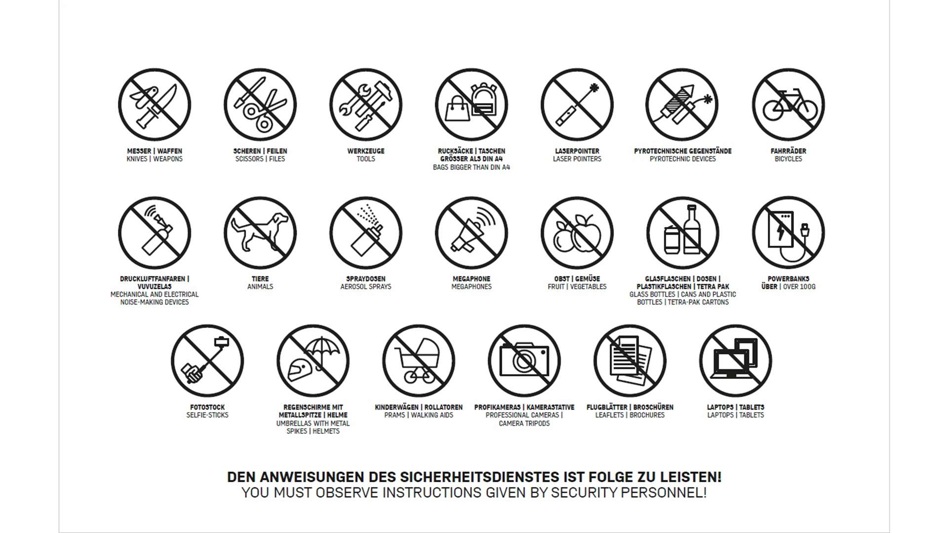 Verbotene Gegenstände Allianz Arena