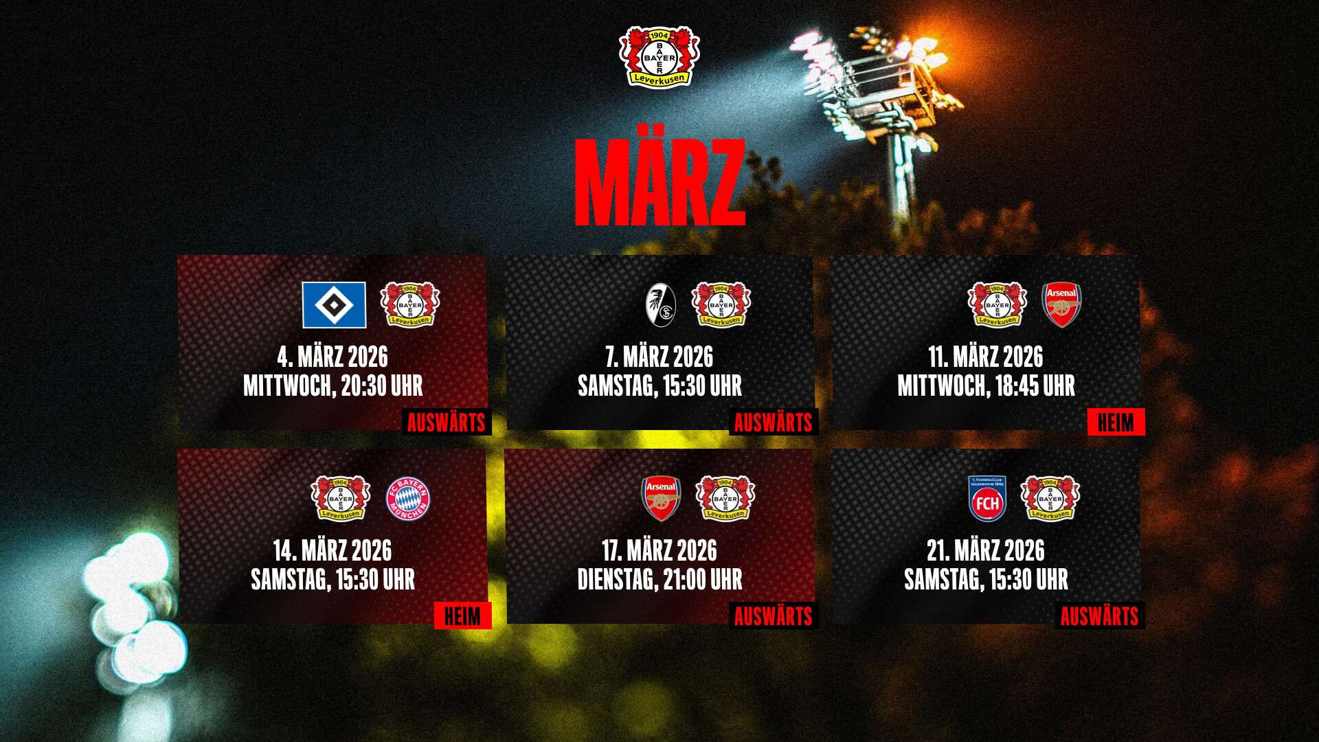 Die März-Termine der Werkself