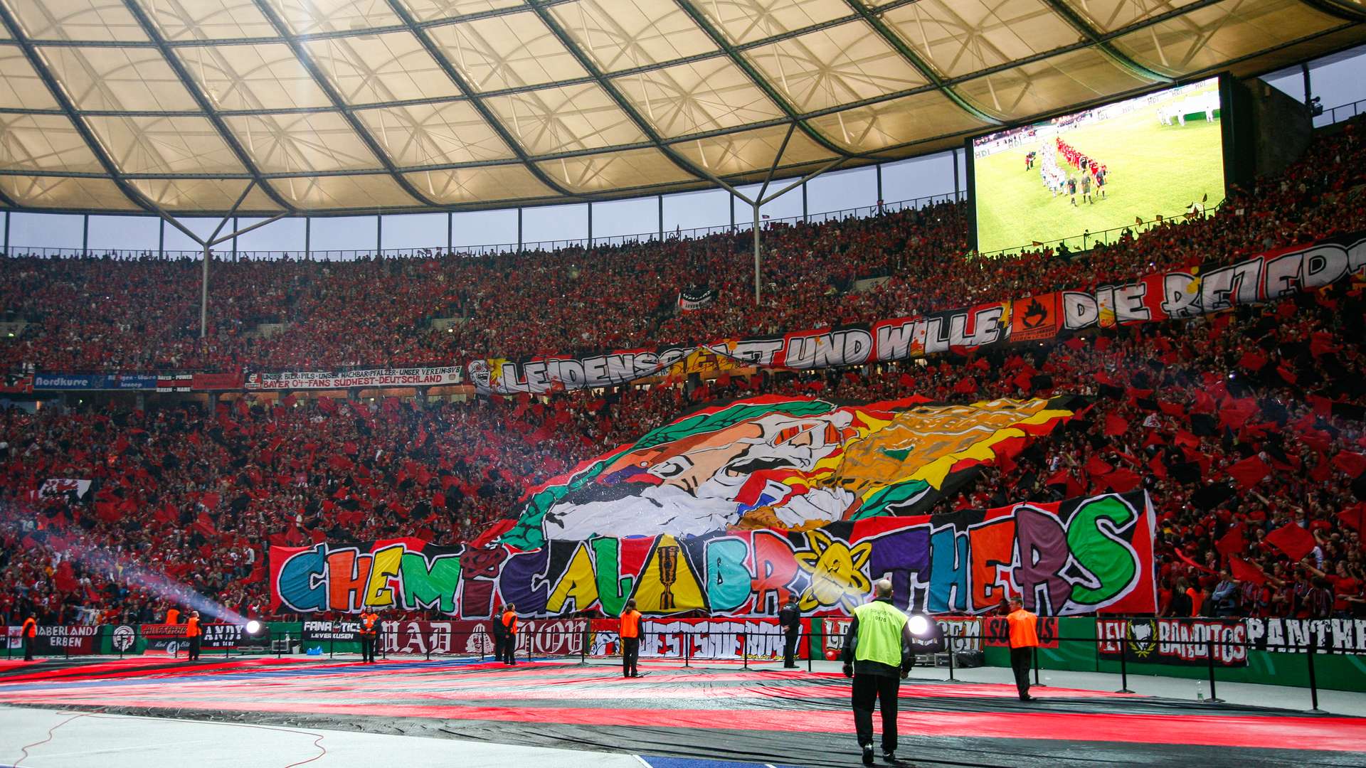 Bayer 04-Fans mit Choreo beim Pokalfinale