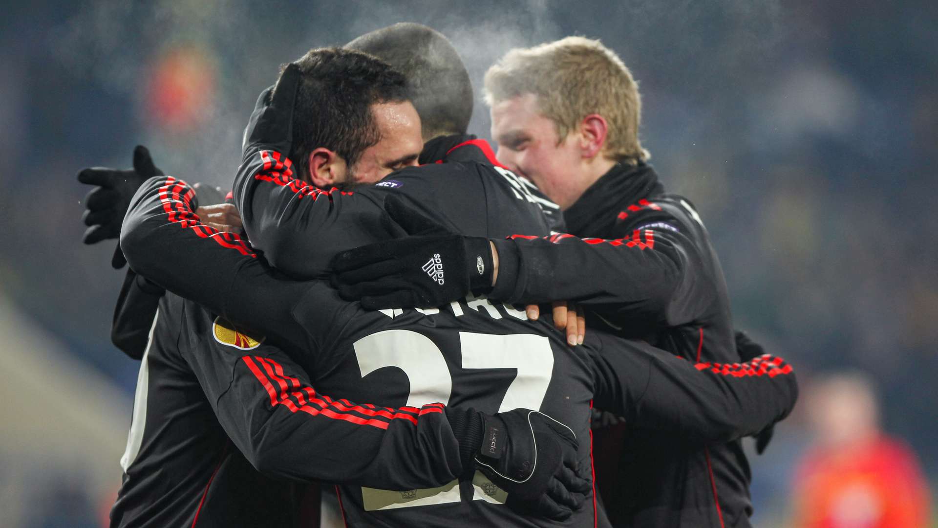 Werkself beim Torjubel