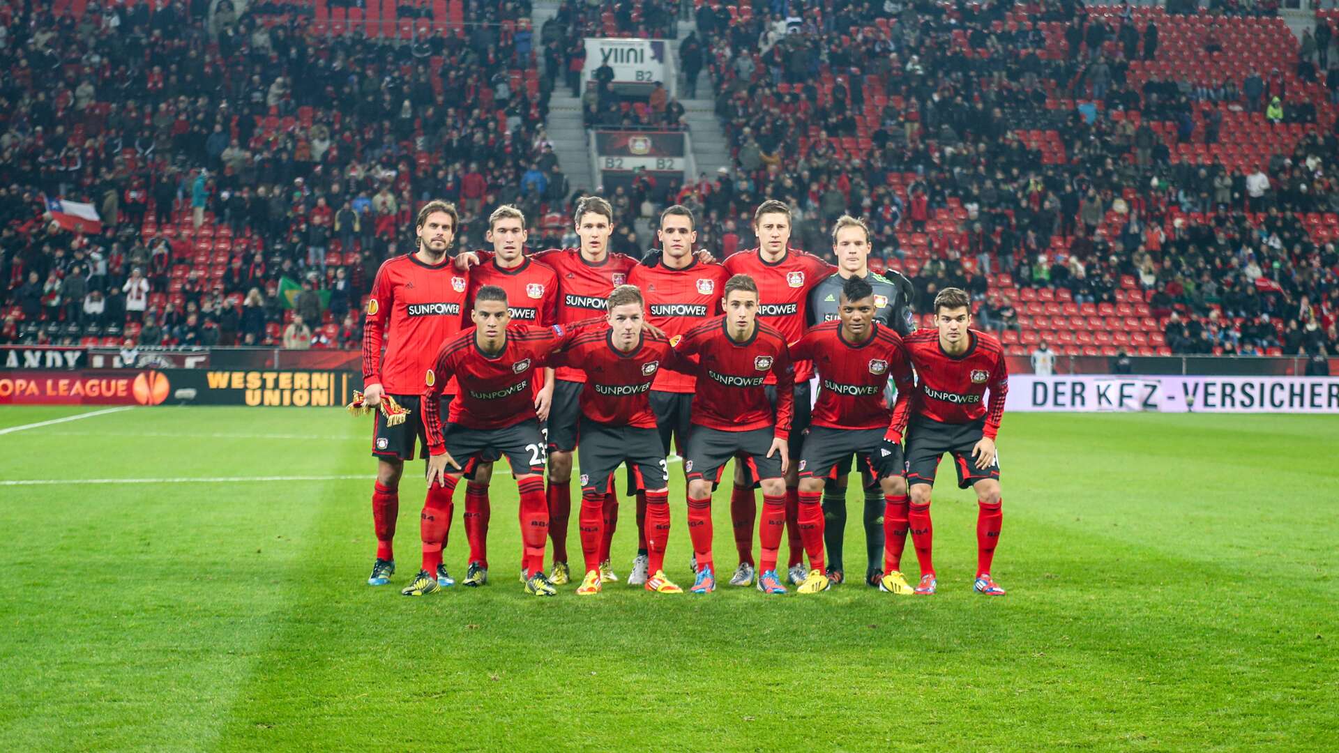 Werkself vor dem Spiel gegen Trondheim