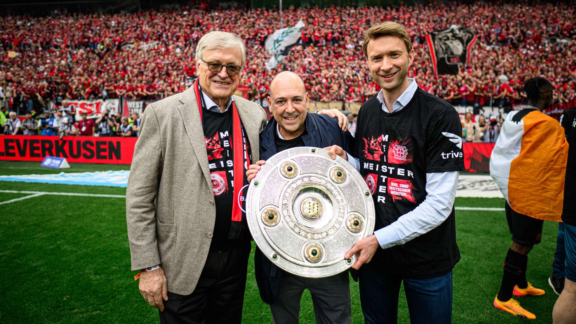 Werner Wenning mit Fernando Carro und Simon Rolfes