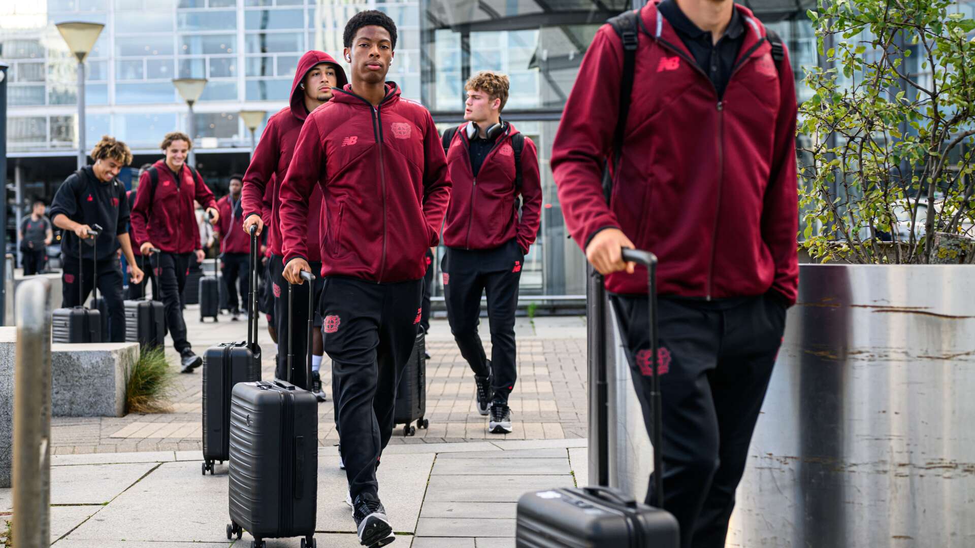 Ankunft der U19 am Teamhotel in Kopenhagen