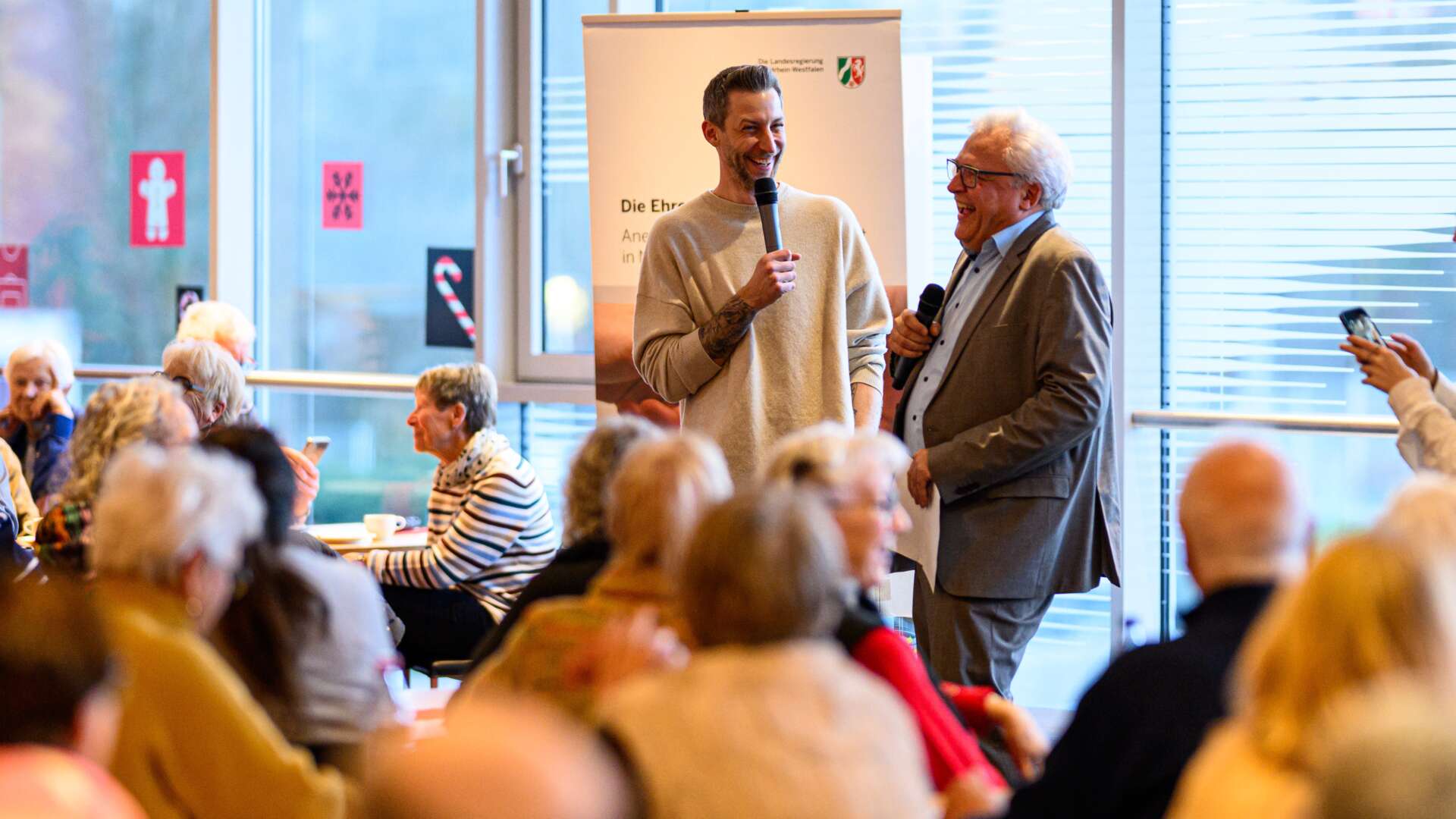 Stefan Kießling und Marc Adomat am Tag des Ehrenamts