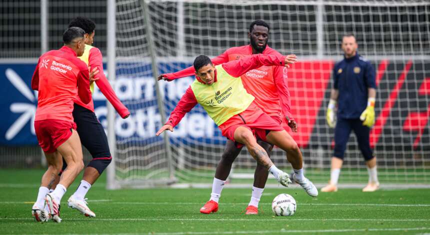 Ezequiel Fernández und Victor Boniface im Training