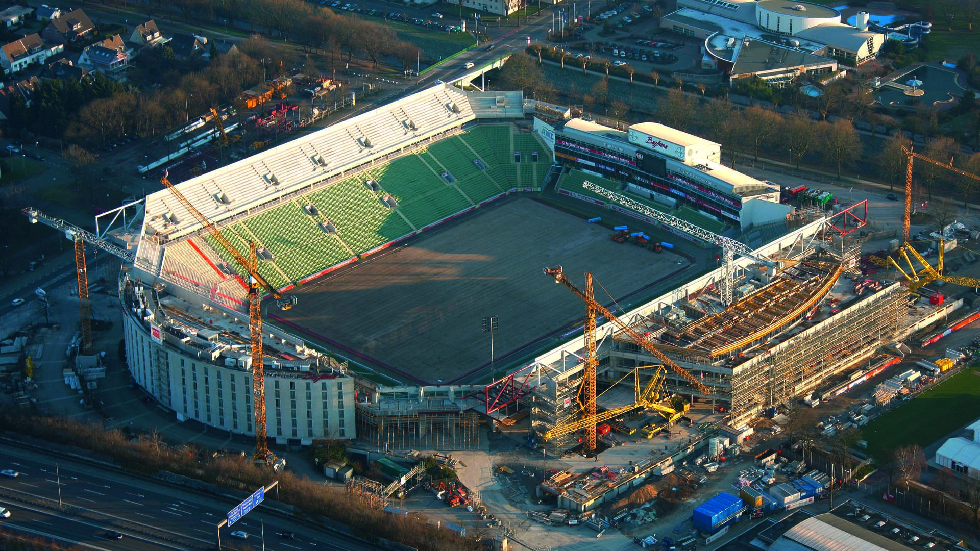 The BayArena during the renovation in 2009