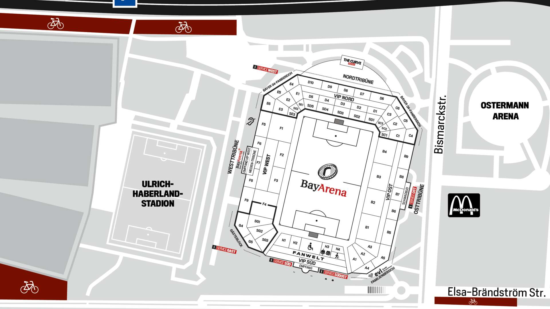 Fahrradstellplätze an der BayArena