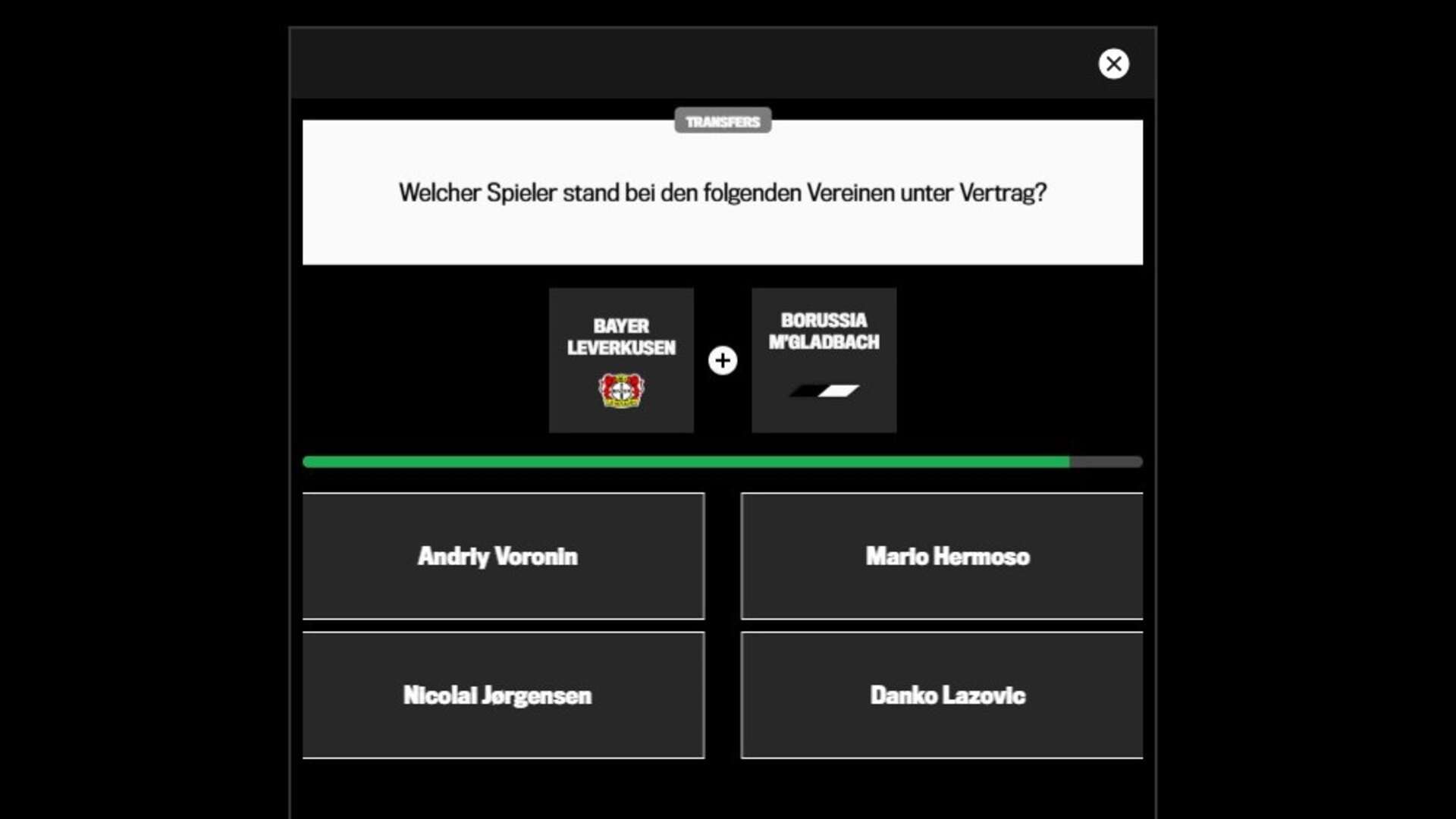 Screenshot Werkself-Quiz